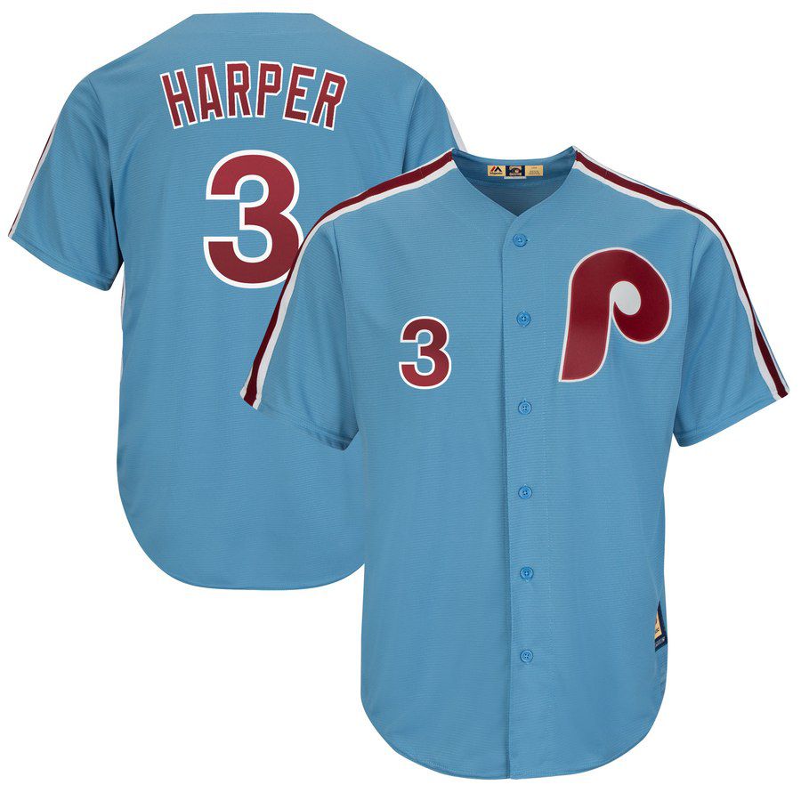 2019 MLB Men Philadelphia Phillies #3 Bryce Harper blue game Jerseys->youth mlb jersey->Youth Jersey